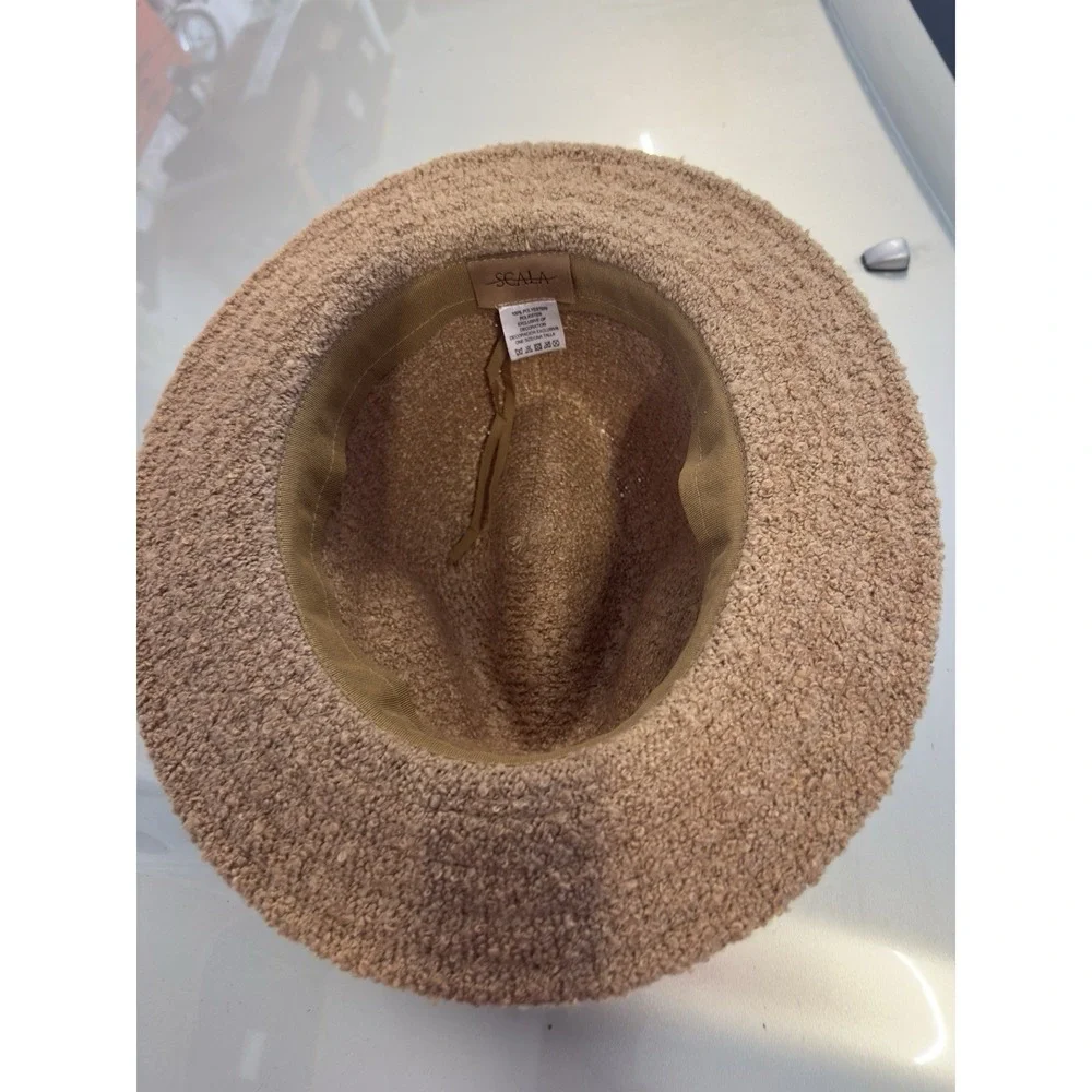Scala Women Hat One Size Fuzzy Bucket Brown Soft Teddy Fleece Travel Lightweight
